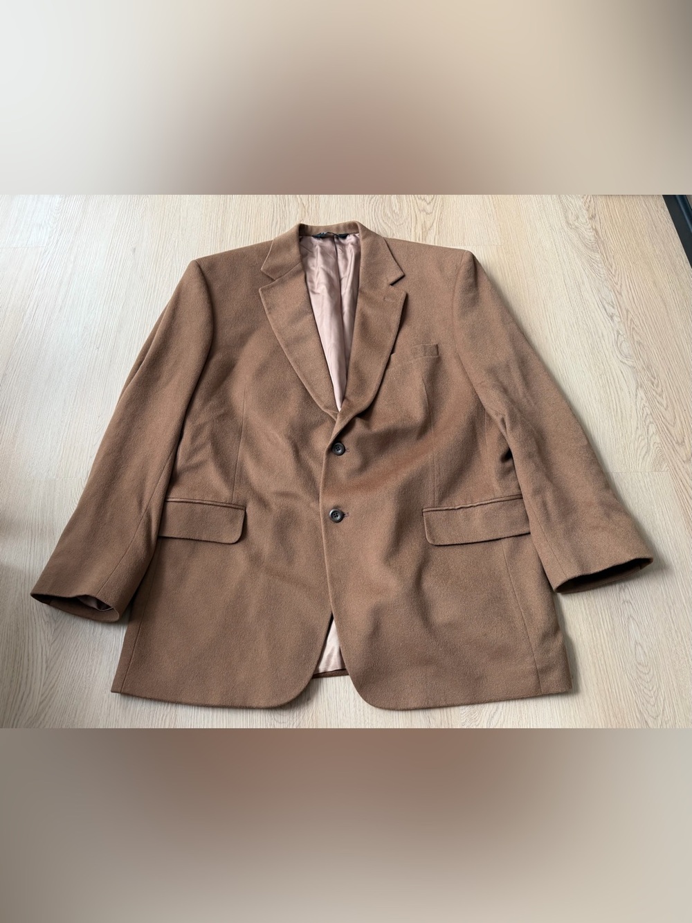 Jos A Bank Blazer Mens Brown 100% Cashmere Coat Size 44R Two Button